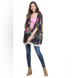 Umgee- Black‎ Floral Swim Coverup Size XL